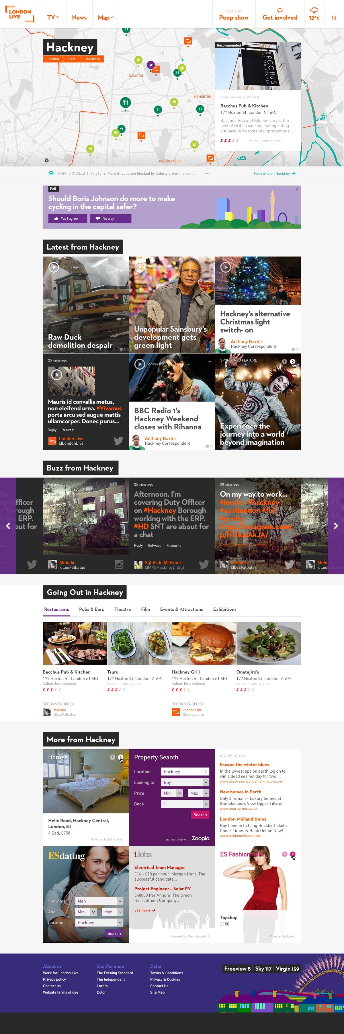Local pages combine news, events and curated social
media