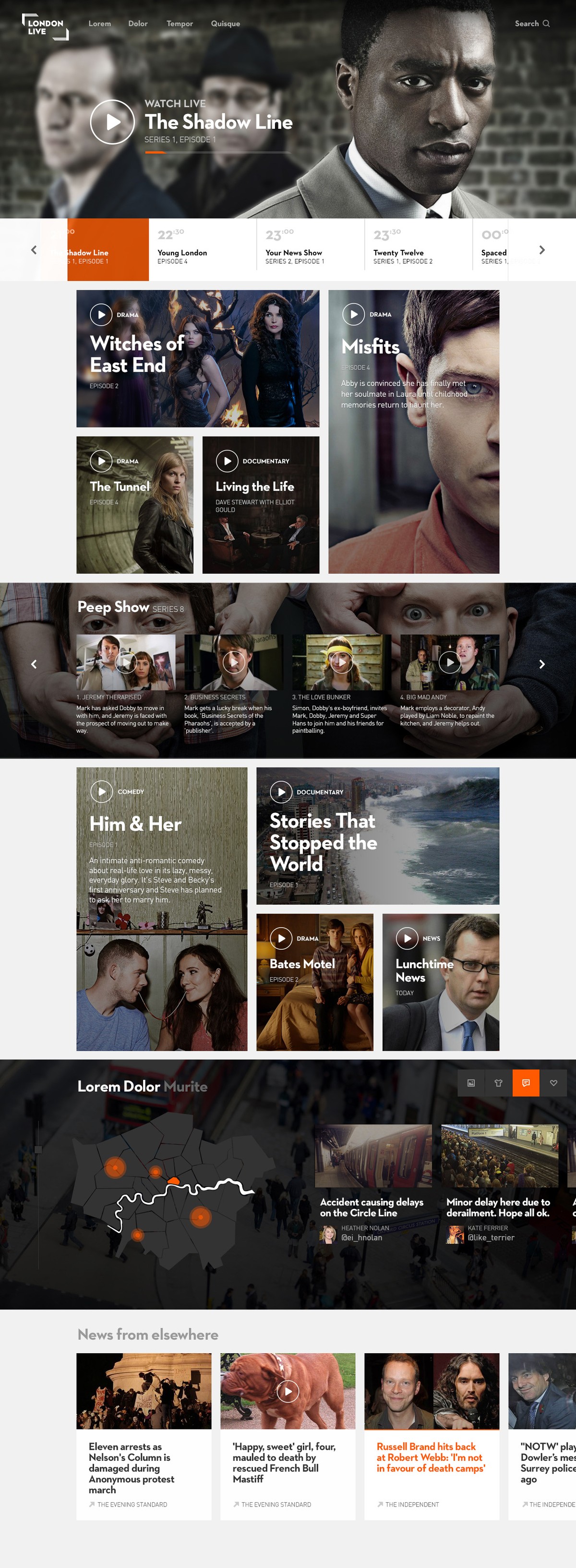 Proposed London Live homepage
design